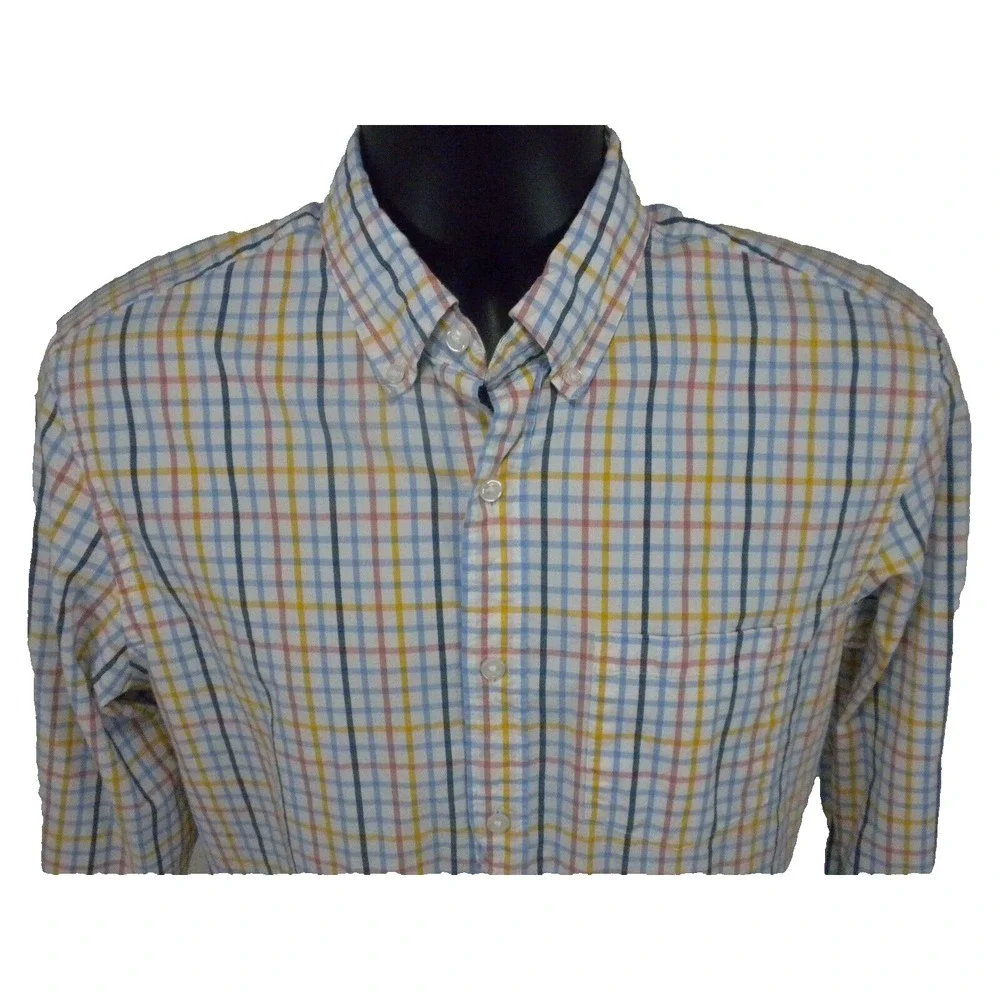 J Crew Shirt Mens M Flex Washed Slim Fit Graph Plaid Button Down Long Sleeve Ivy